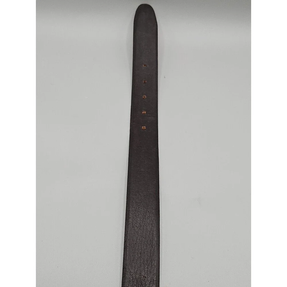 Elk Skin Brown Leather Belt Size 36 USA Handmade Brass Buckle 1-5/16